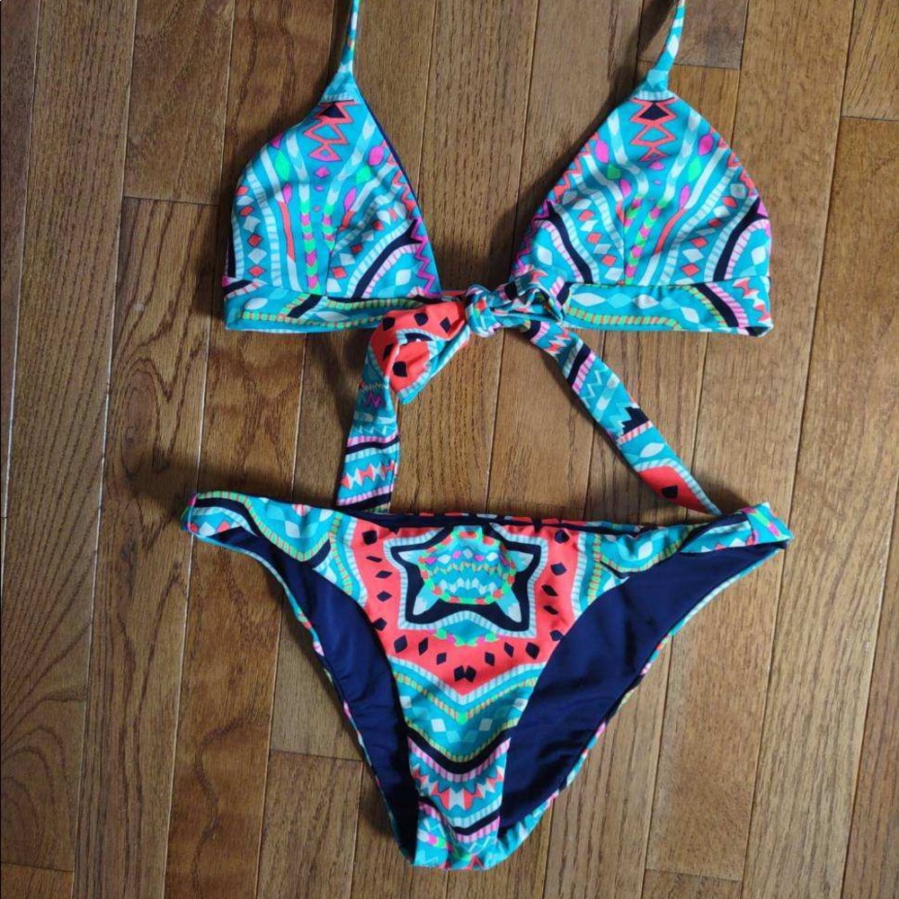 Mara Hoffman - Blue Patterned Two-Piece Bikini - … - image 1